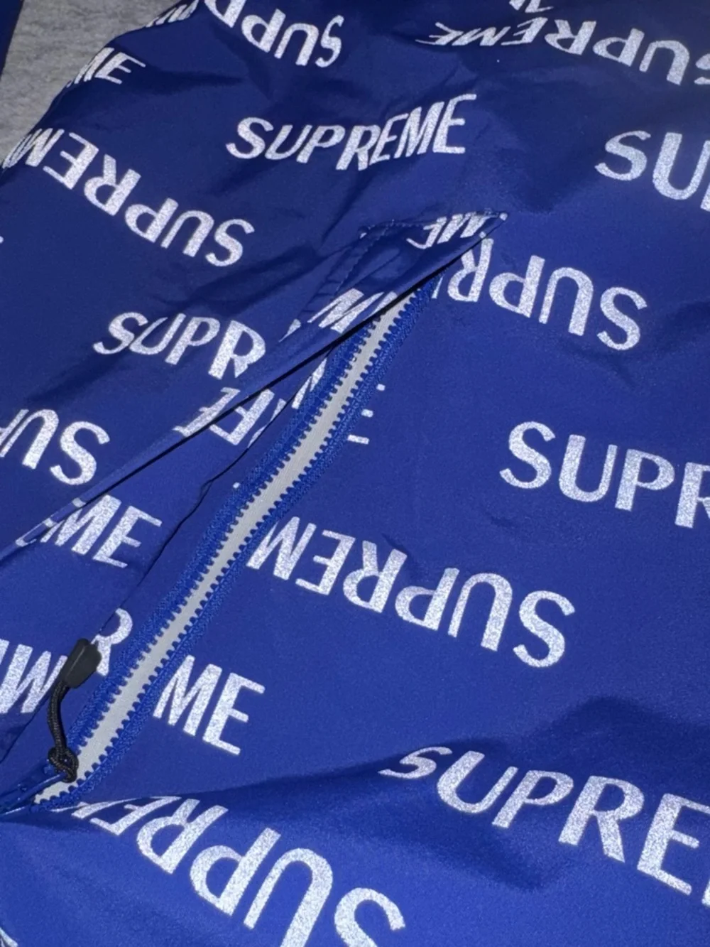 Mens Supreme 3M Reflective Repeat Taped Seam Jacket Blue